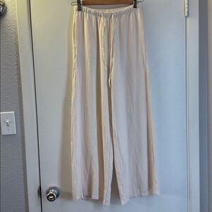 Chic Cream Wide Leg Women's Pants